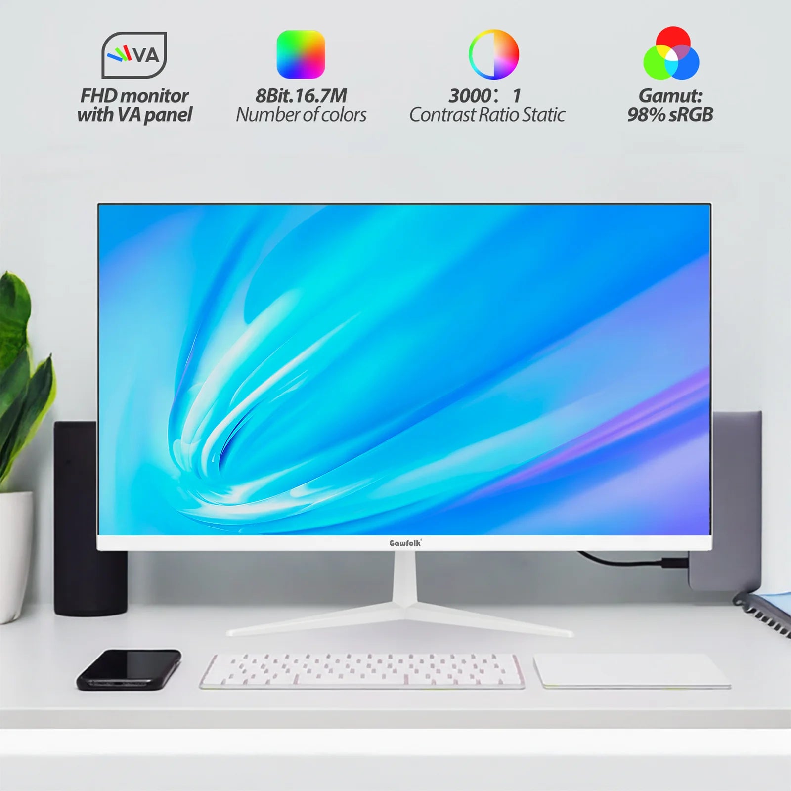 (Open Box)  22" Inch Computer Monitor, FHD 1080P 100Hz Ultra-Thin Bezel-Less VA Display, HDMI VGA PC Monitor Home Office Movies