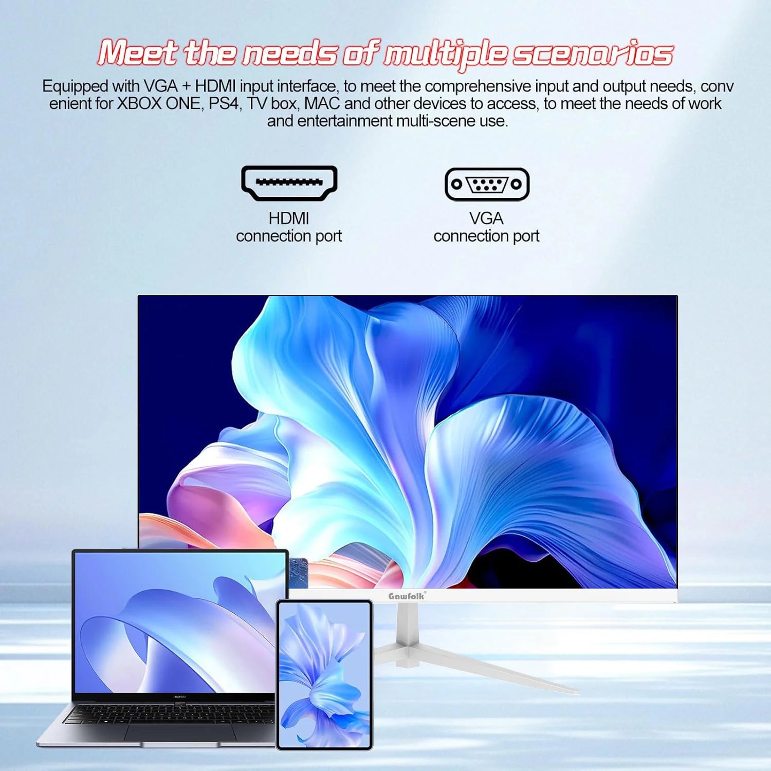 (Open Box)  22" Inch Computer Monitor, FHD 1080P 100Hz Ultra-Thin Bezel-Less VA Display, HDMI VGA PC Monitor Home Office Movies
